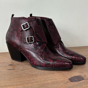 Michael Kors Loni embossed leather boots in dark berry 8.5